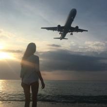 Beach with planes in Phuket: a place where planes land directly overhead