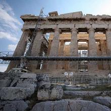 The most famous temple in Greece is the Parthenon, dedicated to the goddess Athena the Virgin.